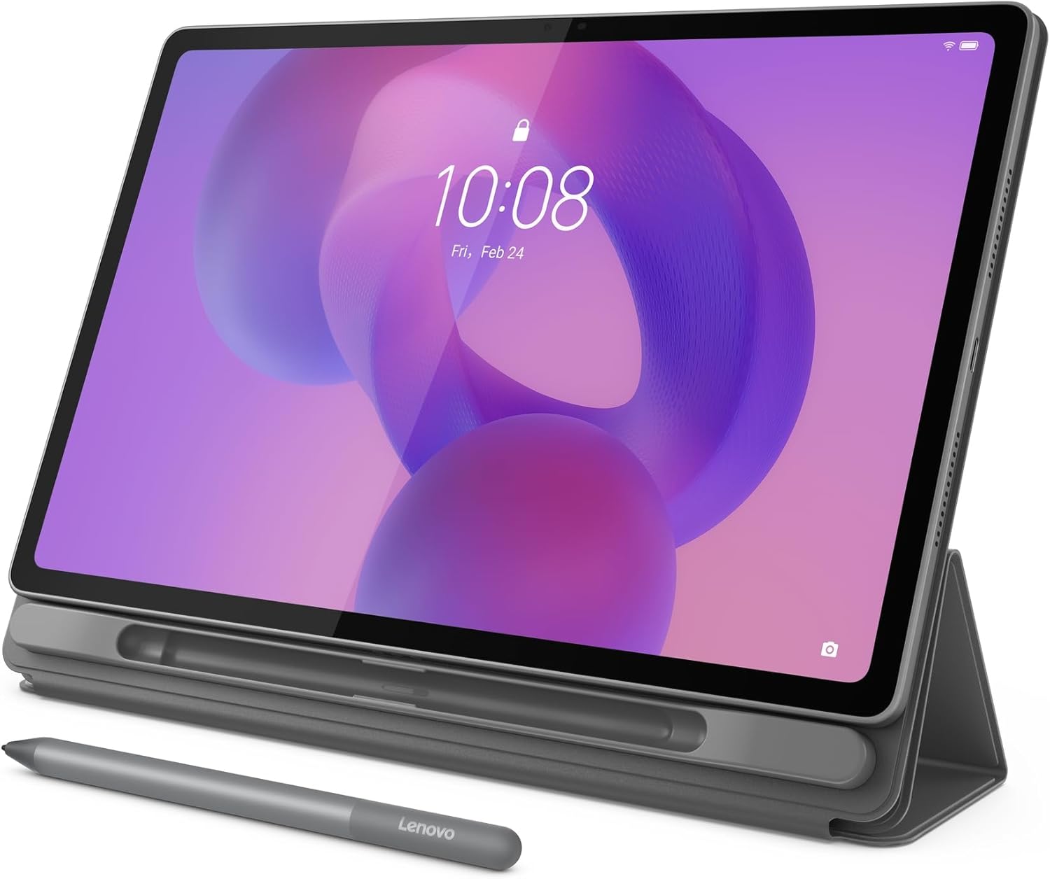 Lenovo Idea Tab Plus - 輕量平板電腦 - 12.1 吋 2.5K IPS 觸控螢幕顯示器 - 90Hz - MediaTek Dimensity 6400-8GB 記憶體 - 128GB 儲存 - 整合 Arm Mali-G57 MC2 - tab 筆和 Folio 保護殼